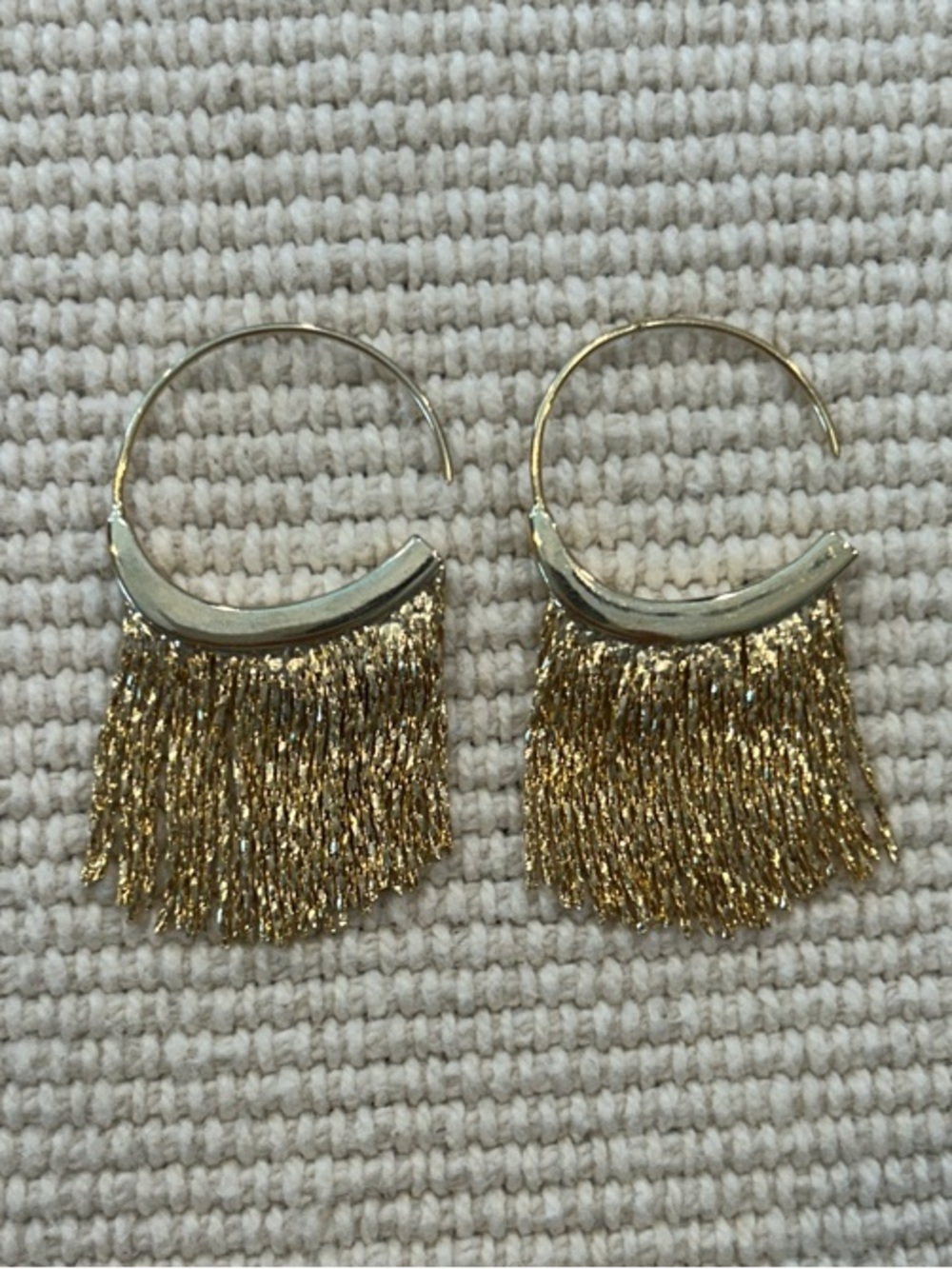 Gold Fringe Hoop Earrings - Women Jewelry